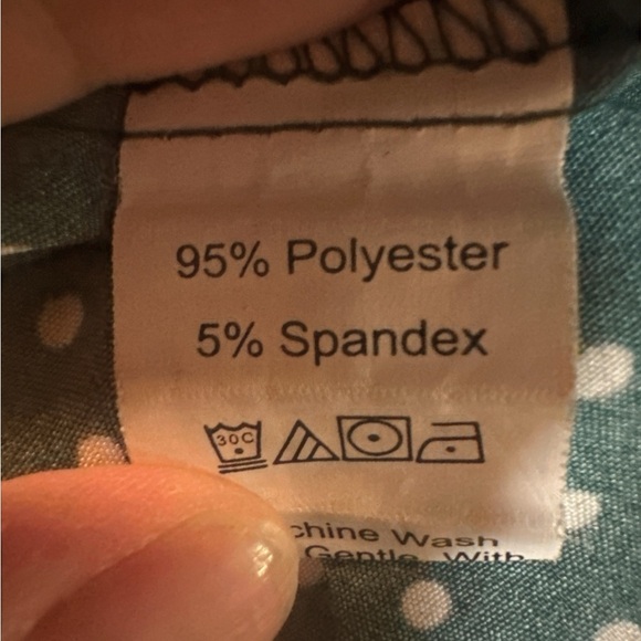 SHEIN Green and White Polka Dot Blouse - Picture 3 of 6